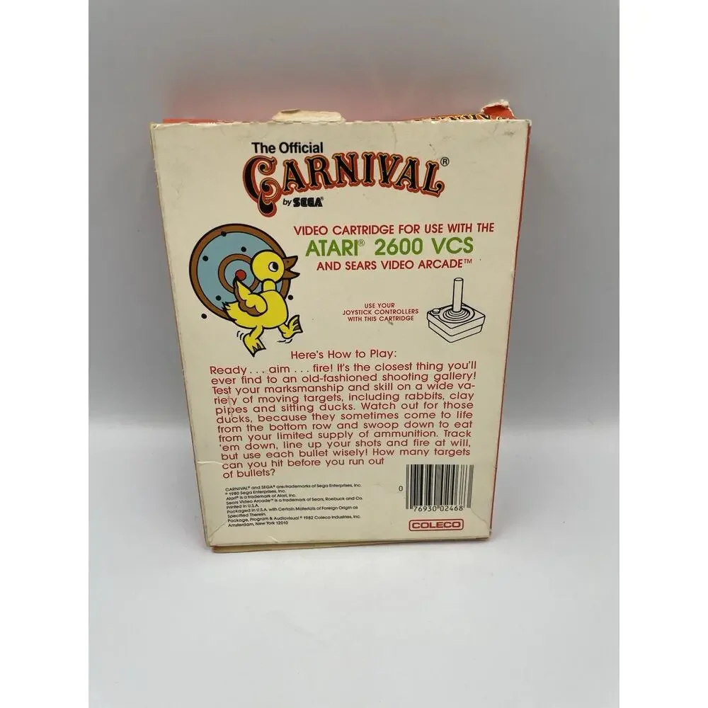 Carnival (ATARI 2600 VSC, 1982) Cartridge & Box SEGA, Tested